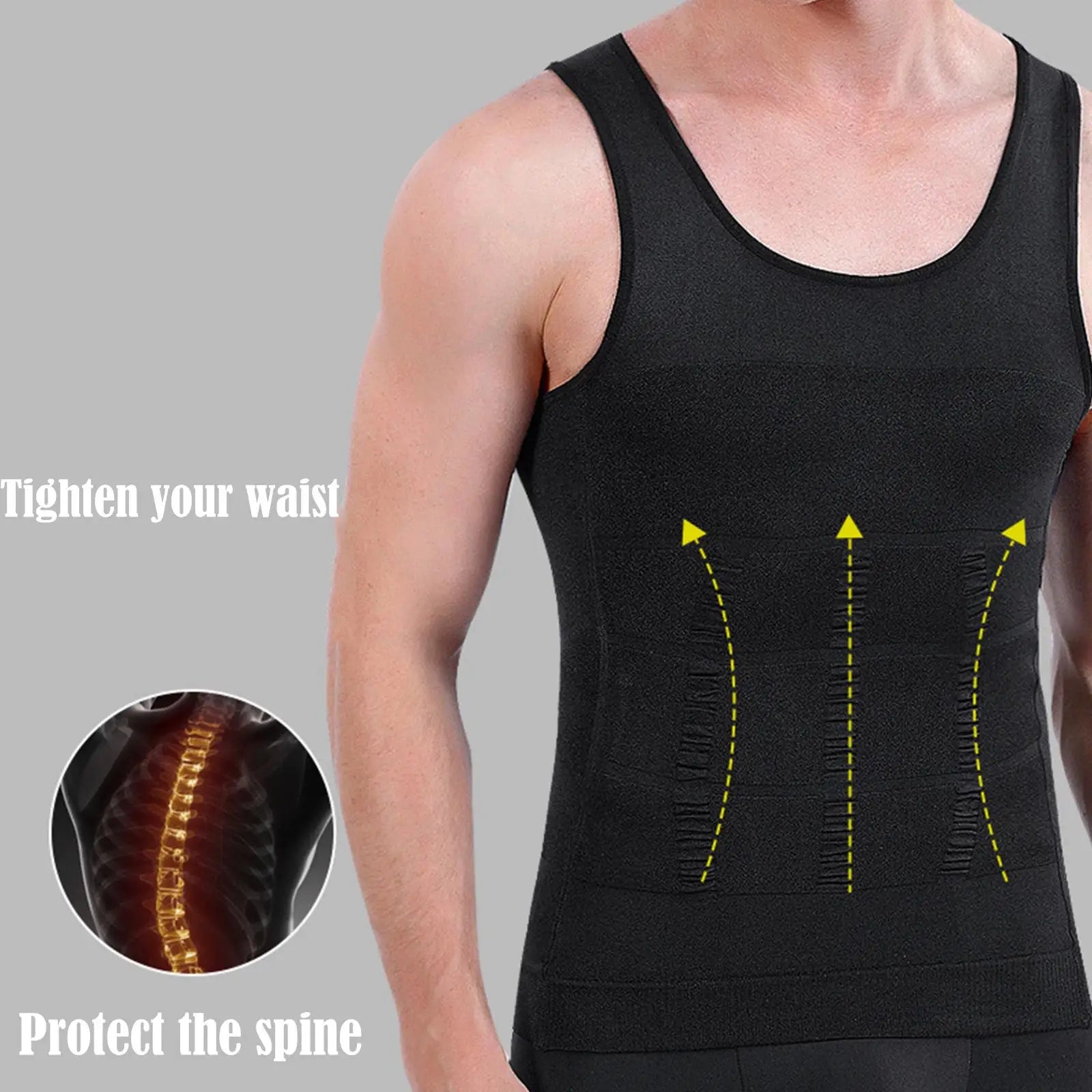 Men's Slimming Compression Undershirt Tank - Seamless Waist Trainer for Belly Control Shapewear